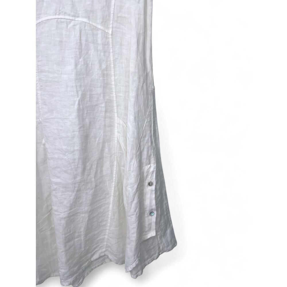 Inizio Italy L Sleeveless Tunic Dress Top Pure 100% Linen Cowl Neck Knee Length - Picture 2 of 6